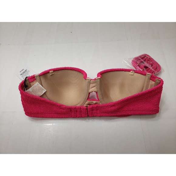 Shade & Shore Womens Bikini Top W/ Removable Strap Lightly Padded Hot Pink 34A - Picture 4 of 8